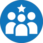 Icon of 3 people with a star indicating expertise