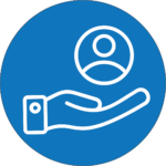 Icon of a hand supporting a person